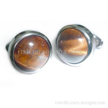 skin-friendly titanium tiger's eye cufflink
